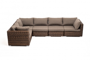 «Лунго» трансформирующийся диван из искусственного ротанга (гиацинт), цвет коричневый