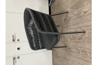 «Бордо» стул плетеный из роупа (колос), каркас алюминий темно-серый (RAL7024) шагрень, роуп серый 15мм, ткань темно-серая