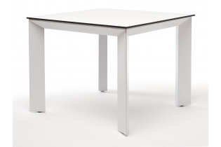 «Венето» обеденный стол из HPL 90х90см, цвет молочный, каркас белый