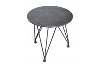«Перу» журнальный стол из HPL круглый Ø40 H55, цвет «дуб«, каркас стальной серый (RAL 7024)