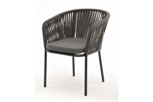 MR1002057 стул плетеный из роупа, каркас алюминий темно-серый шагрень, роуп серый 15мм, ткань серая