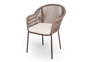 MR1002059 стул из роупа, каркас алюминий светло-серый шагрень, роуп салатовый, ткань светло-серая