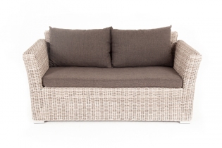 «Капучино» диван из искусственного ротанга двухместный с подушками, цвет бежевый