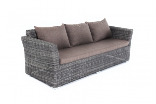 «Капучино» диван из искусственного ротанга трехместный с подушками, цвет графит
