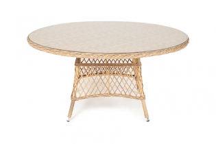«Эспрессо» плетеный круглый диаметр 150 см. стол из искусственного ротанга, цвет соломенный