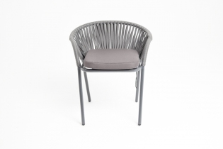 «Женева» плетеный стул из синтетических лент, цвет серый, плоская веревка