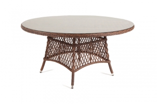 «Эспрессо» плетеный круглый диаметр 150 см. стол из искусственного ротанга, цвет коричневый