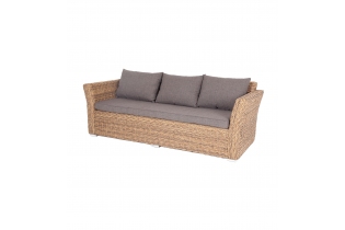 «Капучино» диван из искусственного ротанга (гиацинт) трехместный, цвет соломенный