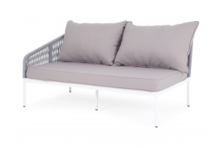 «Канны» модуль диванный правый из роупа (веревки) с декоративными подушками, цвет светло-серый
