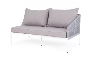«Канны» модуль диванный левый из роупа (веревки) с декоративными подушками, цвет светло-серый
