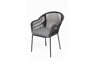 «Лион» плетеный стул из роупа (веревки), стальной каркас (чёрный), цвет темно-серый