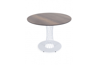«Диего» обеденный стол из HPL круглый Ø100см, цвет «дуб», каркас белый